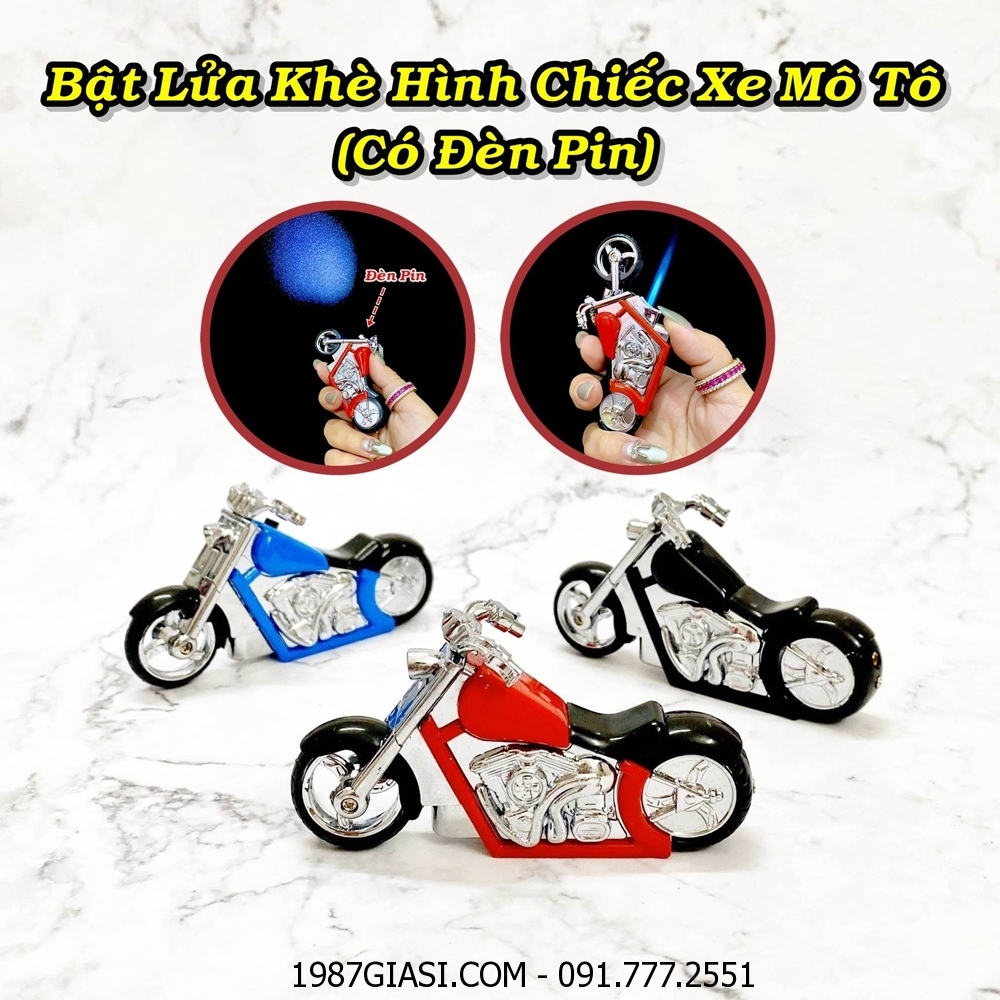 BẬT LỬA KHÈ HÌNH CHIẾC XE MÔ TÔ (CÓ ĐÈN PIN) (XE MOTO) - (XÀI GAS)