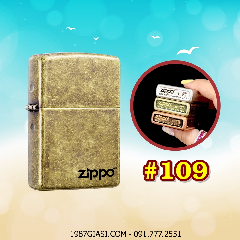 BẬT LỬA ZIPPO VÀNG CỔ TRƠN (CÓ MỘC ĐÁY) - (XÀI XĂNG) #109 VÀNG CỔ