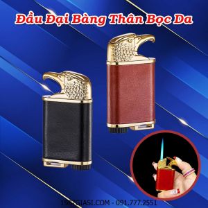 BẬT LỬA KHÈ HÌNH ĐẦU ĐẠI BÀNG THÂN BỌC DA (KIM LOẠI) - (XÀI GAS)