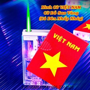 BẬT LỬA KHÈ HÌNH CỜ VIỆT NAM - CỜ ĐỎ SAO VÀNG - GAS LỘ THIÊN (CÓ ĐÈN NHẤP NHÁY) - (XÀI GAS)