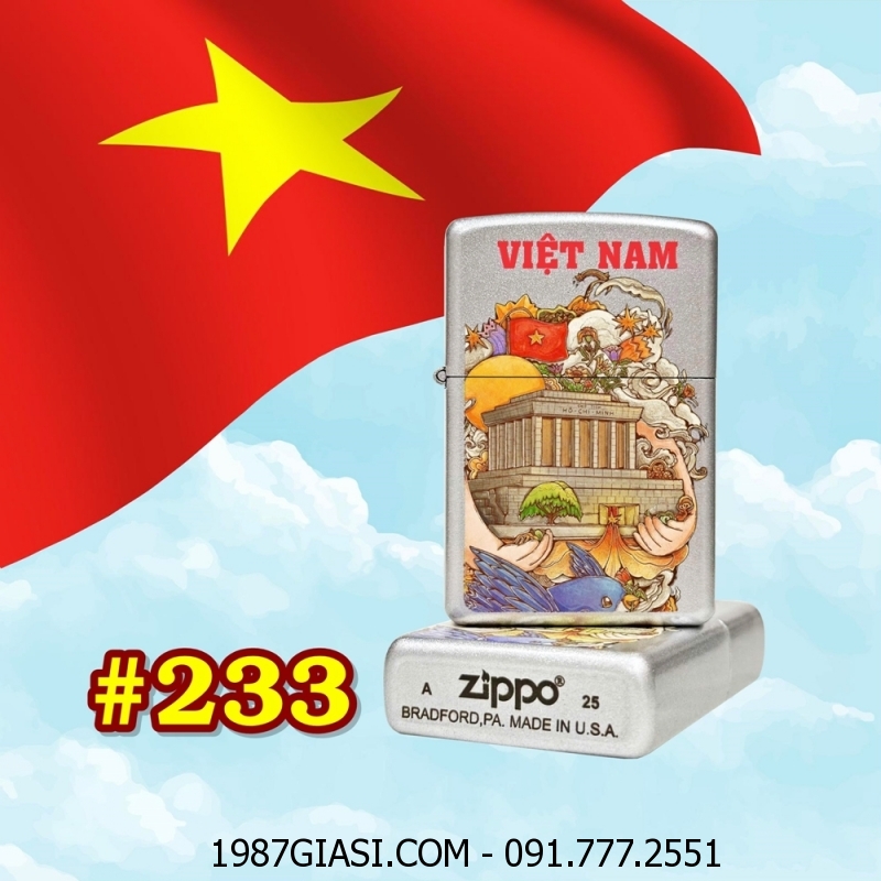 BẬT LỬA ZIPPO SƠN TĨNH ĐIỆN HÌNH LĂNG CHỦ TỊCH HỒ CHÍ MINH VIỆT NAM (LĂNG BÁC HỒ) (CÓ MỘC ĐÁY) - (XÀI XĂNG) #233