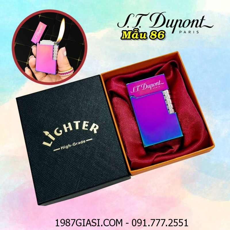 BẬT LỬA DUPONT TRƠN BÓNG MÀU TITAN M-86 (S.T. DUPONT) (CÓ HỘP) - (XÀI GAS)