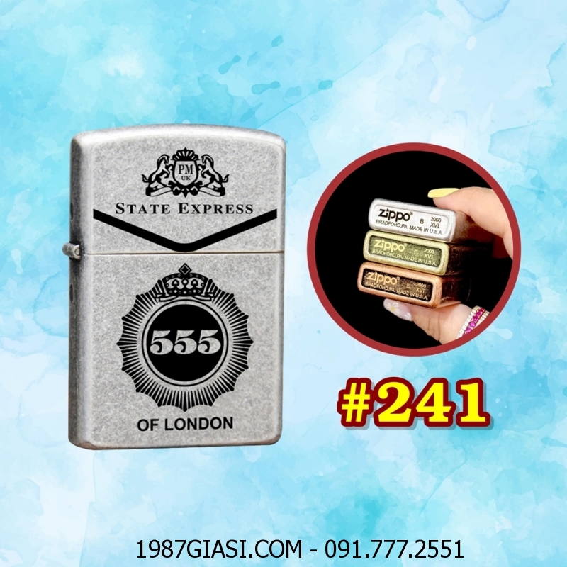 BẬT LỬA ZIPPO BẠC CỔ HÌNH GÓI THUỐC LÁ 555 (CÓ MỘC ĐÁY) - (XÀI XĂNG) #241