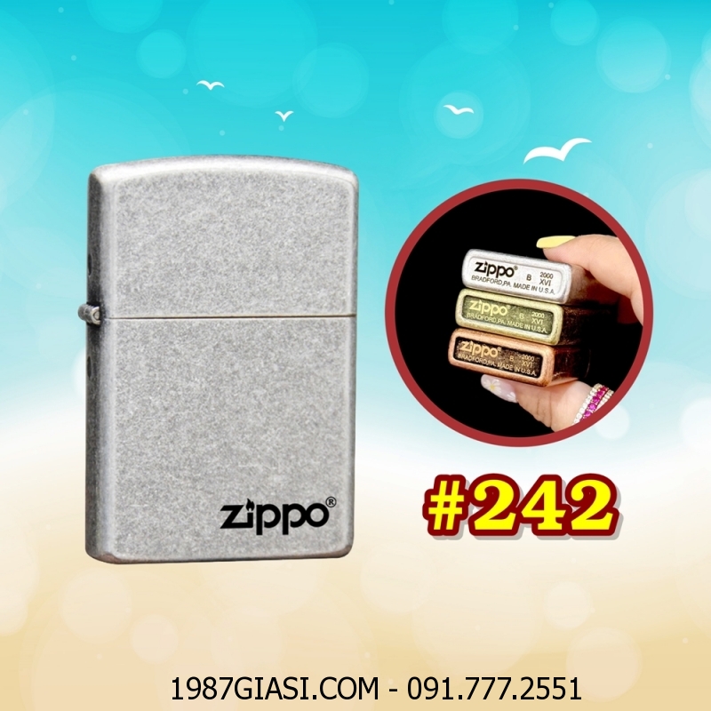 BẬT LỬA ZIPPO BẠC CỔ TRƠN (CÓ MỘC ĐÁY) - (XÀI XĂNG) #242 BẠC CỔ