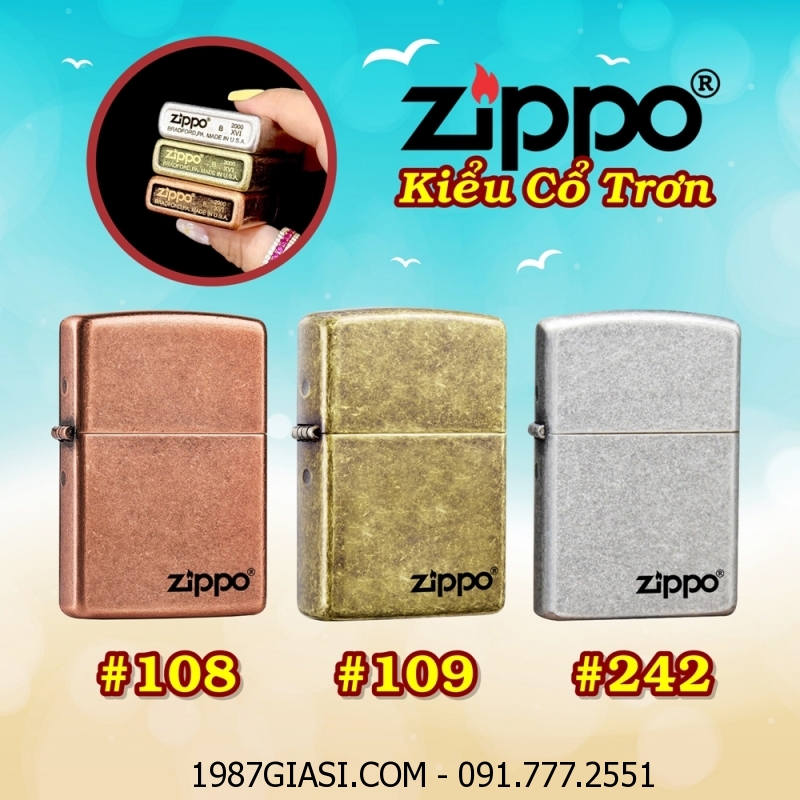 BẬT LỬA ZIPPO KIỂU CỔ TRƠN (CÓ MỘC ĐÁY) - (XÀI XĂNG)