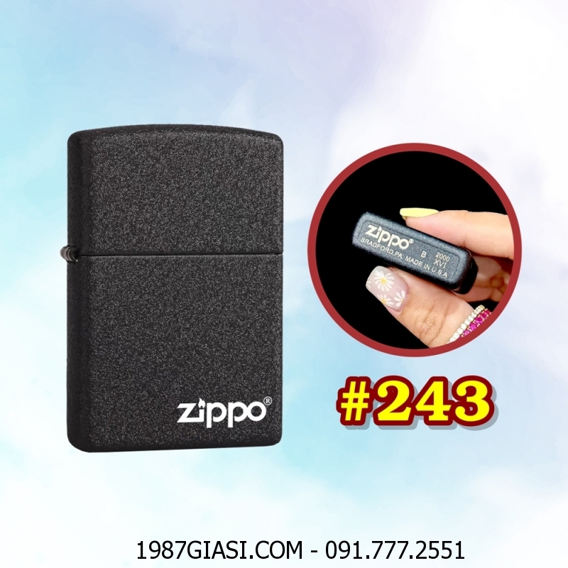 BẬT LỬA ZIPPO ĐEN NHÁM TRƠN (CÓ MỘC ĐÁY) - (XÀI XĂNG) #243