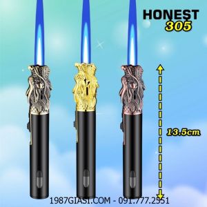 BẬT LỬA KHÈ HONEST 305 HÌNH ĐẦU RỒNG (KIM LOẠI) FULLBOX - (XÀI GAS)
