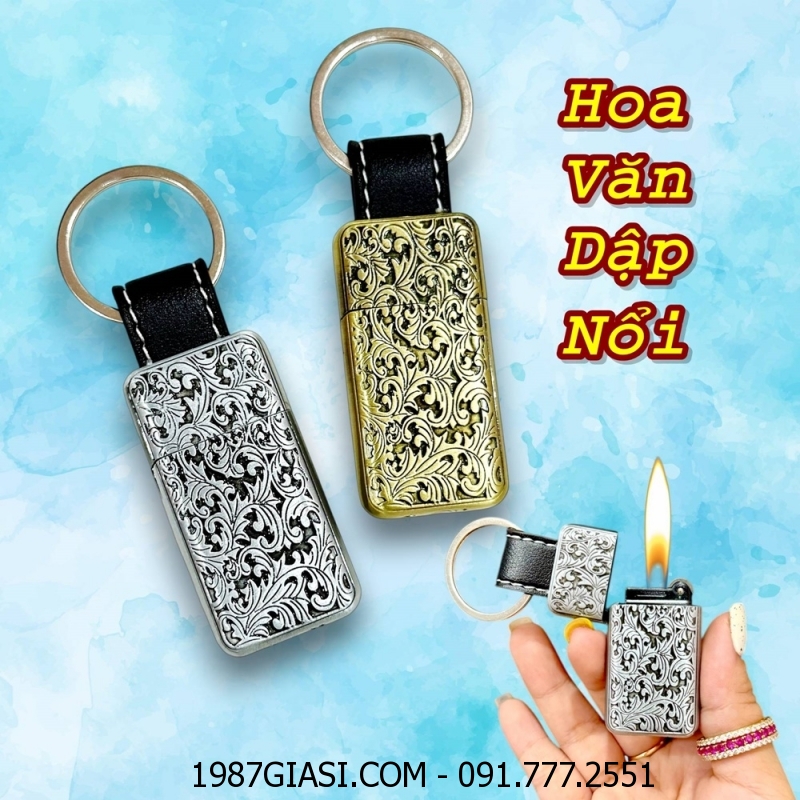 BẬT LỬA GAS ĐÁ MÓC KHÓA HÌNH HOA VĂN DẬP NỔI - (XÀI GAS)