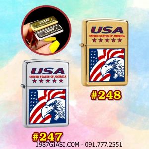 BẬT LỬA ZIPPO TRƠN BÓNG IN MÀU HÌNH ĐẠI BÀNG NƯỚC MỸ (CÓ MỘC ĐÁY) (XÀI XĂNG)
