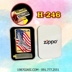 BẬT LỬA ZIPPO TRƠN BÓNG IN MÀU HÌNH ĐẠI BÀNG TUNG CÁNH (CÓ MỘC ĐÁY) (HỘP THIẾC KÈM XĂNG) H-246 VÀNG