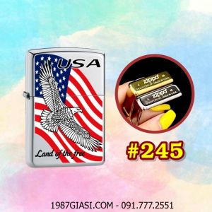 BẬT LỬA ZIPPO TRƠN BÓNG IN MÀU HÌNH ĐẠI BÀNG TUNG CÁNH (CÓ MỘC ĐÁY) (XÀI XĂNG) #245 BẠC