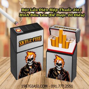 BẬT LỬA ĐIỆN HỘP THUỐC 2IN1 HÌNH ĐẦU LÂU (ĐỂ ĐƯỢC 20 ĐIẾU) (FULLBOX) - (SẠC ĐIỆN)