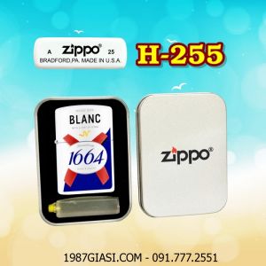 BẬT LỬA ZIPPO SƠN TĨNH ĐIỆN 2 MẶT HÌNH LOGO BIA 1664 BLANC (CÓ MỘC ĐÁY) (HỘP THIẾC KÈM XĂNG) H-255