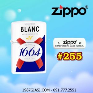 BẬT LỬA ZIPPO SƠN TĨNH ĐIỆN 2 MẶT HÌNH LOGO BIA 1664 BLANC (CÓ MỘC ĐÁY) - (XÀI XĂNG) #255