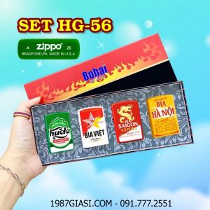 BỘ 4 BẬT LỬA ZIPPO SƠN TĨNH ĐIỆN 2 MẶT HÌNH LOGO BIA CÁC KIỂU (CÓ MỘC ĐÁY) (HỘP GIẤY) - (XÀI XĂNG) #SET HG-56