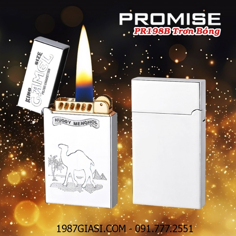BẬT LỬA XĂNG ĐÁ PROMISE PR198B HÌNH LẠC ĐÀ TRƠN BÓNG - (XÀI XĂNG)