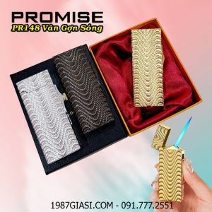 BẬT LỬA KHÈ PROMISE PR148 VÂN GỢN SÓNG DẬP NỔI 2 MẶT (CÓ HỘP) - (XÀI GAS)