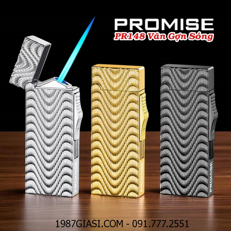 BẬT LỬA KHÈ PROMISE PR148 VÂN GỢN SÓNG DẬP NỔI 2 MẶT - (XÀI GAS)