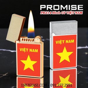 BẬT LỬA XĂNG ĐÁ PROMISE PR214 HÌNH CỜ VIỆT NAM - CỜ ĐỎ SAO VÀNG - (XÀI XĂNG)