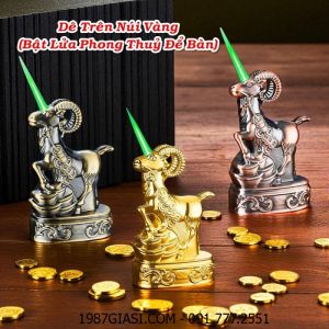 BẬT LỬA KHÈ HÌNH CON DÊ TRÊN NÚI VÀNG (BẬT LỬA ĐỂ BÀN) (FULLBOX) - (XÀI GAS)
