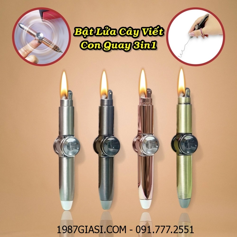 BẬT LỬA CÂY VIẾT CON QUAY 3IN1 (KIM LOẠI VIẾT CHỮ ĐƯỢC) (FULLBOX) - (XÀI XĂNG)