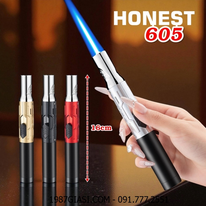 BẬT LỬA KHÈ HONEST 605 (KIM LOẠI) FULLBOX - (XÀI GAS)