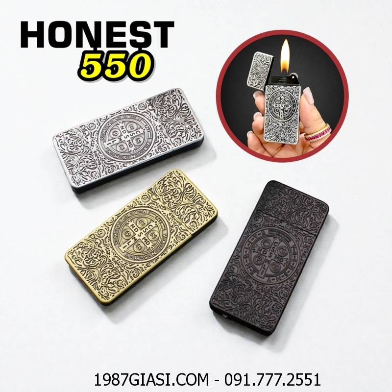 BẬT LỬA HONEST 550 SIÊU MỎNG HÌNH CÂY THÁNH GIÁ TRỪ TÀ CONSTANTINE - (XÀI GAS)