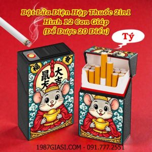 BẬT LỬA ĐIỆN HỘP THUỐC 2IN1 HÌNH 12 CON GIÁP (ĐỂ ĐƯỢC 20 ĐIẾU) (FULLBOX) - (SẠC ĐIỆN) #TÝ (CHUỘT)