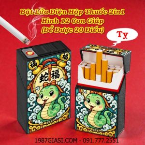 BẬT LỬA ĐIỆN HỘP THUỐC 2IN1 HÌNH 12 CON GIÁP (ĐỂ ĐƯỢC 20 ĐIẾU) (FULLBOX) - (SẠC ĐIỆN) #TỴ (RẮN)