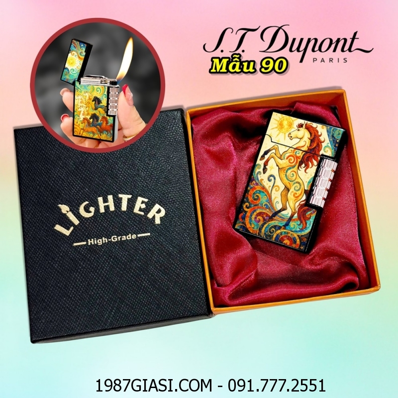 BẬT LỬA DUPONT HÌNH CON NGỰA MÃ ĐÁO THÀNH CÔNG M-90 (S.T. DUPONT) (CÓ HỘP) - (XÀI GAS)