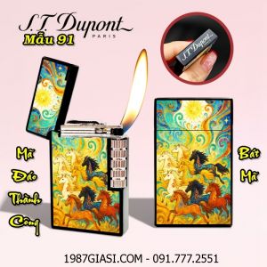 BẬT LỬA DUPONT HÌNH BÁT MÃ (MÃ ĐÁO THÀNH CÔNG) M-91 (S.T. DUPONT) - (XÀI GAS)