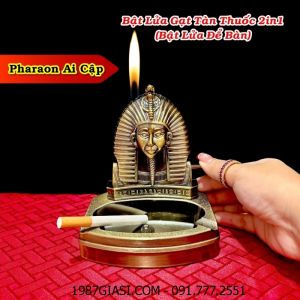BẬT LỬA GẠT TÀN THUỐC 2IN1 HÌNH PHARAON AI CẬP (BẬT LỬA ĐỂ BÀN) (FULLBOX) - (XÀI GAS)